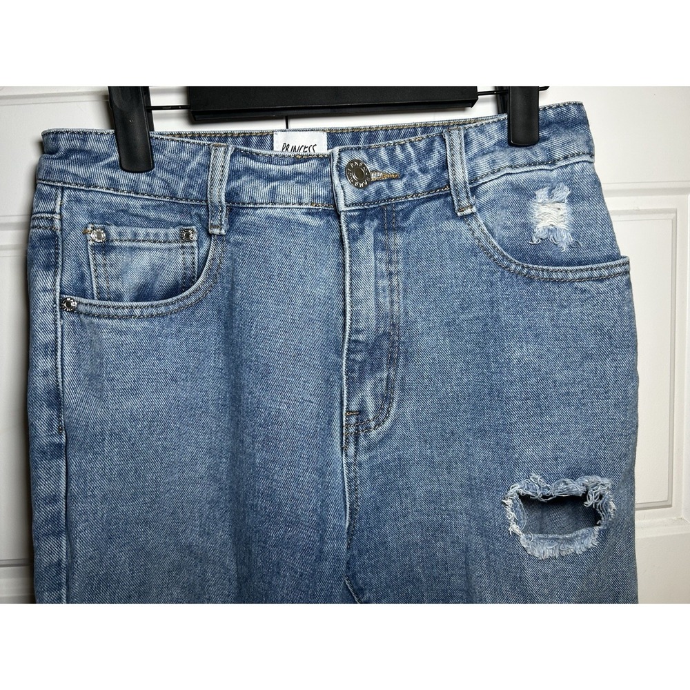 Princess Polly Hayden High Rise Straight Distressed Jeans Size 4 Light Wash Y2K - Picture 2 of 7